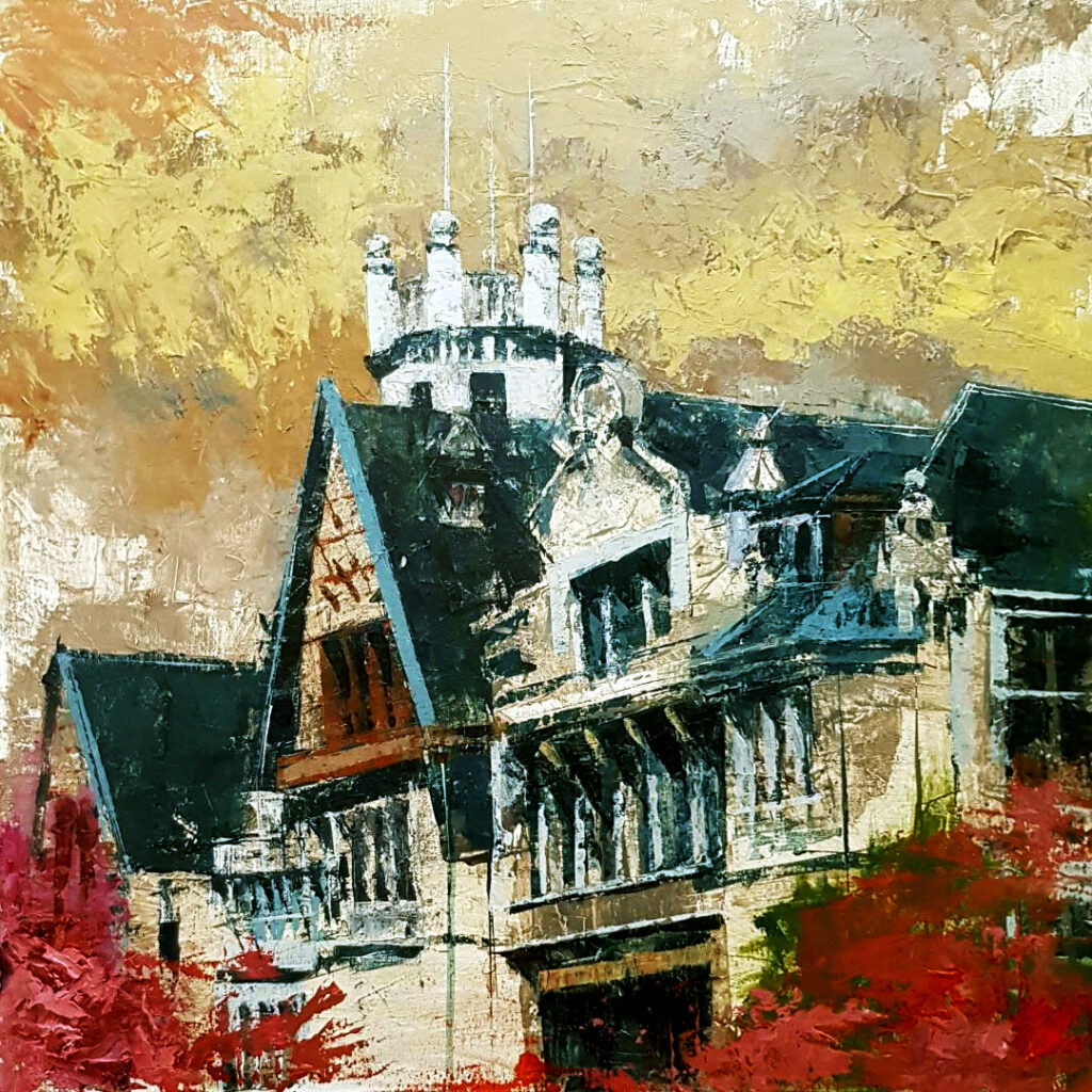 SANTANDER PALACIO de la MAGDALENA 2025 60x60 cm ACRILICO SOBRE TELA